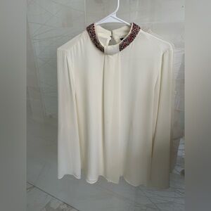 Zara Basic Collection Cream Pebbled Blouse🩷